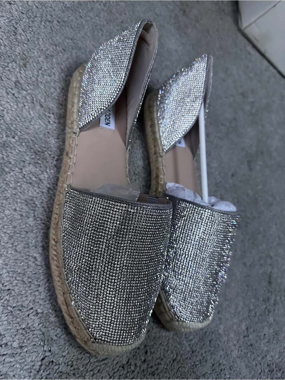Steve Madden Silver Rhinestone Espadrilles